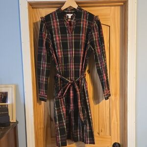 J. Crew Multicolor Plaid Long Sleeve Dress